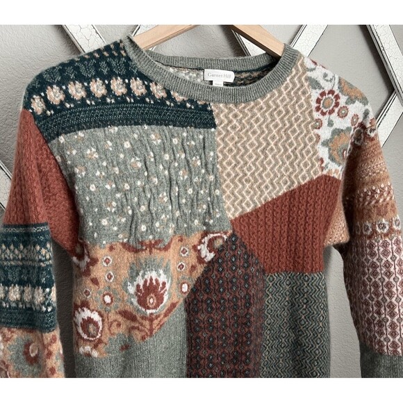 Garnet Hill Women's XS Patchwork Recycled Cashmere Sweater Dress - Picture 2 of 9